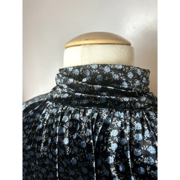 ZARA NWT Soft Velvet Floral Button Up Mock Neck Mini Dress Size XL - Picture 4 of 12